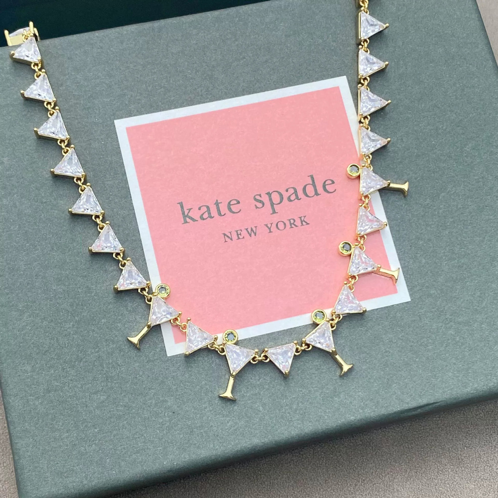 kate spade Sparkle Zircon Geometric Triangle Design Cocktail Glass Necklace
